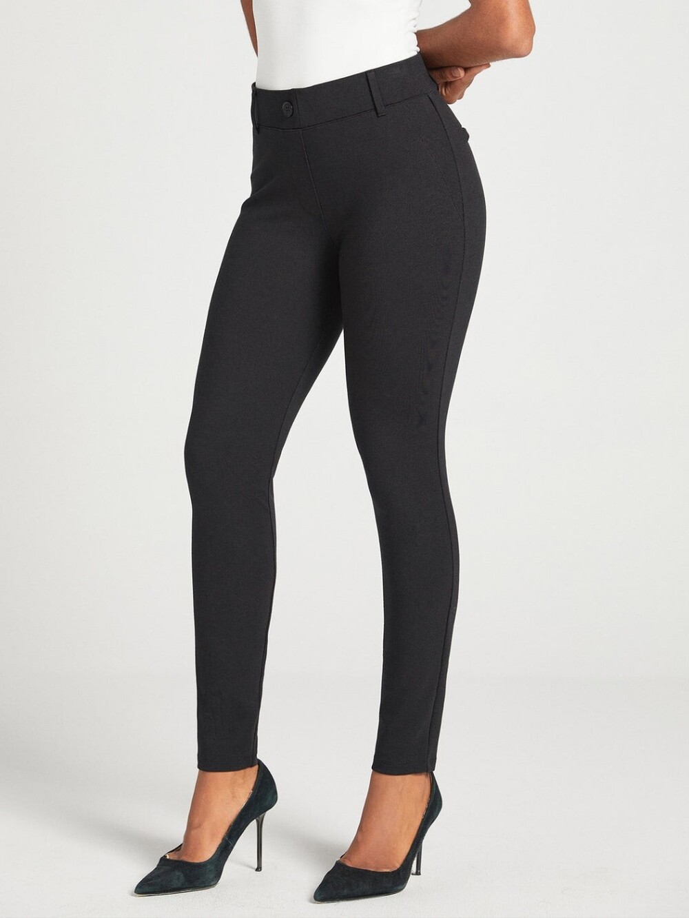 Betabrand Classic DPYP Black Dress Pant Yoga Pant - Skinny, Black, Large Long
